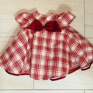 Holiday Christmas red white plaid dress 6-9mo